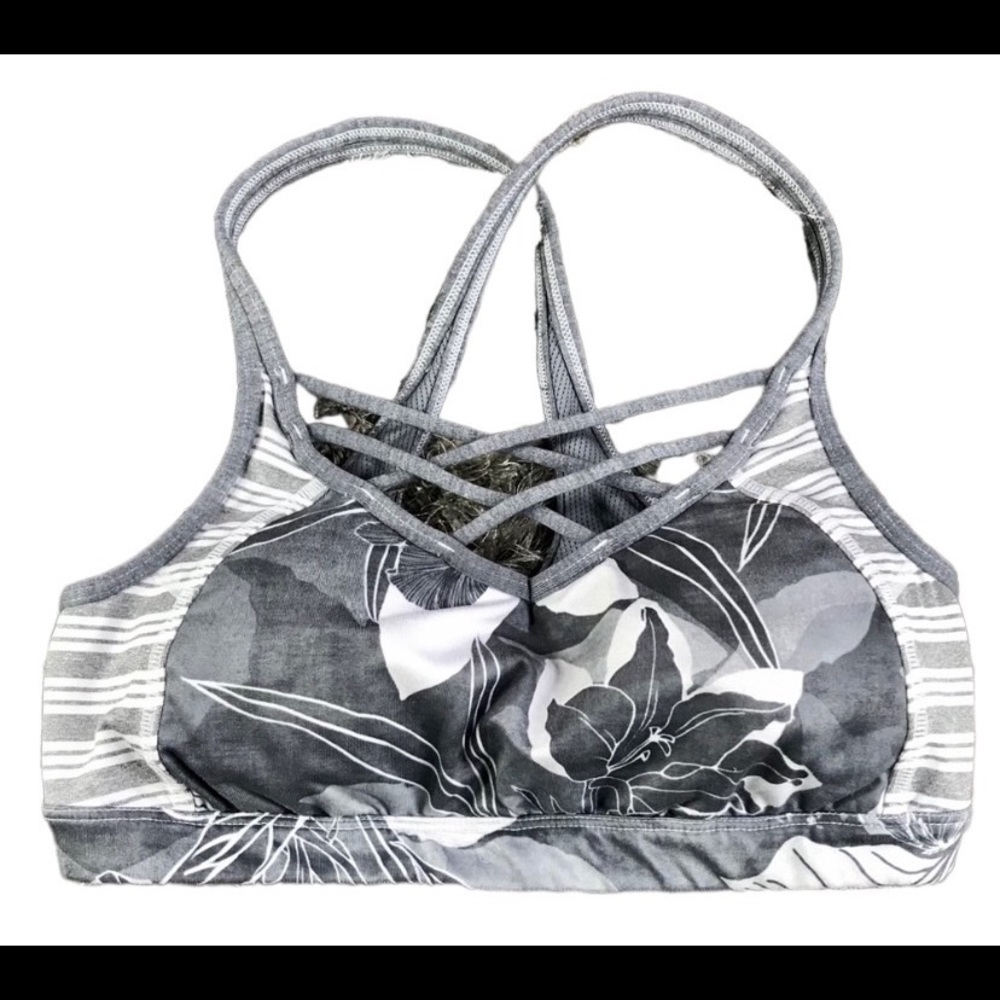 Athleta Tropical Mind Over Matter Gray Sports Bra - Picture 3 of 4